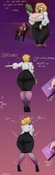 1futa 1girls blonde_hair brown_hair clothing comic glynda_goodwitch huge_ass huge_breasts jakearmorsmith multicolored_hair neo_(rwby) pink_hair rwby school_uniform size_difference teacher text vibrator