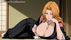 2d ai_generated big_breasts bleach bleach:_the_thousand-year_blood_war cleavage ero2danime large_breasts rangiku_matsumoto