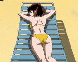 1girl 1girls ass ass_focus backshots bikini brown_hair butt butt_focus eyes_closed fat_ass fat_butt female female_focus female_only half-dressed half_naked half_nude janet_van_dyne marvel marvel_comics relaxed relaxing short_hair the_avengers:_earth's_mightiest_heroes thick thick_ass thick_butt thick_legs thick_thighs wasp_(earth's_mightiest_heroes) wasp_(marvel)
