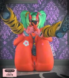 1girls 3d 3d_(artwork) 3d_model 3d_render big_ass covering_face cynicxl3d daz_studio demon demon_girl demon_horns fortnite fortnite:_battle_royale full_nelson green_hair leg_warmers legs_up mirror_selfie nemia_(fortnite) nude nude_female pigtails pussy red_horns red_skin red_skinned_female selfie shoes solo taking_picture thick_thighs tie trend