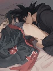 ai_generated gay groping kissing male/male son_goku uchiha_itachi