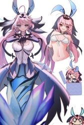 bikini bikini_top bunny_ears fake_bunny_ears jack_in_the_box navel pink_hair smiling stripping tower_of_fantasy yamepi89