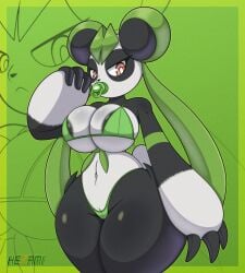 angry_expression anthro leafan_(pal) pacifier pacifier_in_mouth pal_(species) palworld panda pocketpair
