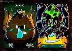 battle_for_dream_island bfdi firey_(bfdi) jacknjellify jnj leafy_(bfdi) long_tongue looking_at_partner object_show object_shows scared scary scary_eyes tounge_on_cock tounge_out