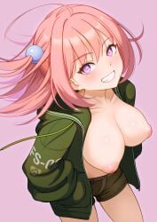 1girls 2d 2d_(artwork) 2d_artwork antenna_hair areola areolae background bare_belly bare_breasts bare_chest bare_nipples bare_skin bare_tits big_areola big_areolae big_boobs big_breasts big_nipples black_shorts breasts busty busty_female busty_girl character_request cleavage coat collarbone digital digital_art digital_drawing digital_drawing_(artwork) digital_media digital_media_(artwork) drawing exposed exposed_belly exposed_breasts exposed_chest exposed_nipples exposed_skin eyebrows_visible_through_hair female female_focus female_only from_above from_front front_view green_coat green_jacket grin grinning grinning_at_viewer hair_ornament half_naked half_nude hands_in_pockets head_tilt high-angle_shot inverted_nipple inverted_nipples jacket large_areola large_areolae large_boobs large_breasts large_nipple large_nipples long_hair looking_at_viewer looking_up looking_up_at_viewer monotone_background naked naked_female naked_woman natsviolet nipples nude nude_female nudity nukitashi:_the_animation one_color_background open_coat open_jacket partially_undressed pink-haired_female pink_areola pink_areolae pink_background pink_hair pink_hair_female pink_nipples plain_background portrait puffy_areola puffy_areolae puffy_nipples purple-eyed_female purple_eyes semi_nude shorts shoulders smile smiley_face smiling smiling_at_viewer solid_color_background solo standing thigh_gap tilted_head top_view uncensored uncensored_breasts uncensored_nipples upper_body viewed_from_above