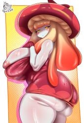 1girls areolae ass big_ass big_breasts breasts bubble_butt busty clothing dress fat_ass female female_only helloguish huge_ass huge_breasts large_ass large_breasts looking_at_viewer looking_back massive_breasts mushroom mushroom_girl mushroom_humanoid no_bra pal_(species) palworld png solo sweat sweatdrop sweaty_ass sweaty_body sweaty_breasts thick_ass thick_thighs thunder_thighs wide_hips