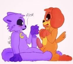 animal_genitalia animal_penis anthro big_penis bodily_fluids canid canine canine_genitalia canine_penis canis catnap_(poppy_playtime) cum cum_on_penis dogday_(poppy_playtime) domestic_cat domestic_dog duo felid feline felis genital_fluids genitals hi_res male male/male mammal mob_entertainment penis penis_touching poppy_playtime rey_trash smiling_critters