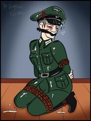 angry colonel_von_krieger cum_on_body cum_on_face cum_on_floor gag gagged history light-skinned_male light_skin military military_uniform militaryboiz nazi nazi_uniform solo_male the_long_long_holiday tied_up world_war_2 ww2