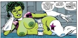 belt boots comic_panel edit edited_official_artwork gloves green_areola green_nipples green_skin large_breasts marvel marvel_comics naked naked_female pose posing pubic_hair she-hulk shortstack yenvudu