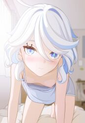 1girls 2d 2d_(artwork) 2d_artwork ahoge alternate_version_at_source alternate_version_available areola areolae arm_support bedroom bedroom_background bedroom_scene bedroom_setting bent_forward bent_over blue-eyed_female blue_camisole blue_eyes blue_shorts blurred_background blurry_background breasts camisole closed_mouth_smile collarbone digital digital_art digital_drawing digital_drawing_(artwork) digital_media digital_media_(artwork) down_blouse drawing fanart female female_focus female_only flat_breasts flat_chest flat_chested furina_(genshin_impact) game_character genshin_impact hair_between_eyes heterochromia hoyoverse indoor indoor_background indoor_nudity indoors interior_background leaning leaning_forward light_smile long_hair looking_at_viewer mihoyo more_at_source multicolored_hair natsviolet nipples petite petite_body petite_breasts petite_female petite_girl petite_tits pink_areola pink_areolae pink_nipples portrait room room_background shorts shoulders slight_smile small_areola small_areolae small_boobs small_breasts small_nipples small_tits smile smiley_face smiling smiling_at_viewer smooth_chest solo split-color_hair tiny_breasts tiny_tits two-tone_hair two_tone_hair uncensored uncensored_breasts uncensored_nipples video_game video_game_character video_games white-haired_female white_hair