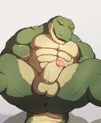 alligator anus crocodile cum erection krokodainer league_of_legends male male_only muscles nipples penis presenting renekton reptile scalie solo uncut vein video_games