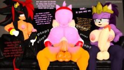 16:9 3d_(artwork) 4k absurd_res amy_rose anthro anthro_penetrated anus areola armwear balls bat big_balls big_breasts big_butt big_penis biped bodily_fluids breasts butt cheating_girlfriend clothing crossgender cuckold cum daughter-in-law dic_entertainment digital_media_(artwork) duo elbow_gloves english_text eulipotyphlan excessive excessive_cum excessive_genital_fluids female female_on_top friends_with_benefits ftg_crossgender fti_crossgender genital_fluids genitals gloves group gynomorph gynomorph/female hair handwear hedgehog hi_res huge_breasts huge_butt huge_penis humanoid_genitalia humanoid_penis infidelity intersex intersex/female leviantan581re male male/female mammal masturbation mostly_nude mother-in-law mtg_crossgender mti_crossgender nipples nude on_top penetration penile penile_masturbation penis pink_body pink_hair queen_aleena_hedgehog rouge_the_bat sega sex shadow_the_hedgehog sonic_the_hedgehog_(series) sonic_underground sound_effects source_filmmaker_(artwork) text thick_thighs trio vein veiny_penis widescreen