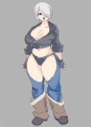 1girls angel_(kof) bamman big_breasts big_tits blue_eyes huge_breasts king_of_fighters light-skinned_female light_skin looking_at_viewer pale-skinned_female pale_skin panties short_hair smile smiley_face smiling standing thick thick_thighs thighs voluptuous voluptuous_female white_hair