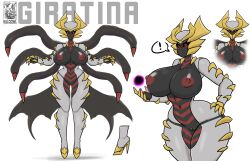 5_fingers absurd_res areola big_breasts breasts clothing exclamation_point female fingers footwear generation_4_pokemon giratina haloowl halotroll hi_res high_heels legendary_pokemon nintendo nipples no_humans pokemon pokemon_(species) solo video_games wide_hips