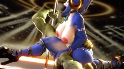 1girls animated anthro anthro_on_anthro big_breasts huge_breasts kasdaq krystal krystal_(dogzeela) krystal_(star_fox) lizard nude nude_female pole pole_dancing tagme video