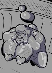 anal anal_beads anal_insertion back_alley bara cartoony cock_hungry date_everything discarded draconicprince_(artist) dumpster excited excited_for_sex feminization freddy_yeti_(date_everything) gay huge_ass huge_pecs imminent_sex looking_pleasured mind_break monster_boy nipple_pasties pov shaded sketch thighhighs thong_aside work_in_progress yeti