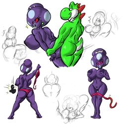 2d alien bikini female flashing_breasts male mario_(series) mario_and_luigi_(series) nintendo princess_shroob purple_skin red_eyes sex shinysteel sketch yoshi