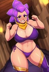 1female 1girl 1girls ai ai_generated big_ass big_breasts big_tits bigger_female brawl_stars chubby chubby_female curvy curvy_female curvy_figure female female_only novelai shelly_(brawl_stars) solo solo_female supercell thighs