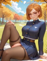1futa 2026 ai_assisted ai_generated anime artist_name autumn autumn_leaves breasts brown_eyes bust cock dick explicit futanari hi_res high_quality high_resolution highres jujutsu_kaisen kugisaki_nobara leaf nobara_kugisaki pantyhose patreon patreon_username penis short_hair sitting sky stable_diffusion sunflower thighband_pantyhose tsukoneko watermark