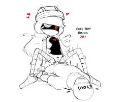 1boy 1girls cowgirl_position doll_(murder_drones) eye_patch eyepatch female glitch_productions heart heart_eyes hearts_around_head male mercurialmorose murder_drones murder_drones_x_humans red_eyes robot robot_girl sex sex_with_robot straight tagme thrust thrusting white_void
