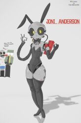 big_ass big_breasts mechanical_arm original_character playful_expression robot robot_girl screen_head tb_land thigh_high_socks