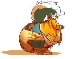 accident anthro bent_over bigasshyperdiaper bigasshyperdiaper_(character) black_nose blue_body blue_fur blue_hair blue_tail bodily_fluids bottomwear clothing excessive_feces feces footwear fur genital_fluids hair hyper hyper_feces jacket looking_pleasured male orange_bottomwear orange_clothing orange_footwear orange_jacket orange_shirt orange_shoes orange_shorts orange_topwear overweight pooping raised_tail scat shirt shoes shorts simple_background soiling soiling_bottomwear soiling_clothing soiling_shorts solo standing stretched_clothing tail tongue tongue_out topwear urine wetting wetting_bottomwear white_body white_fur white_tail