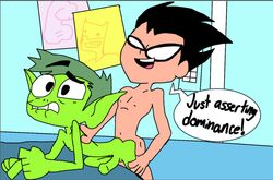 2boys anal_penetration anal_sex beast_boy biting_lip boner dc dc_comics dcau dick_grayson erection gay gay_domination green_hair green_skin hand_on_back male male_only mask multiple_males nude pained_expression robin_(dc) robin_(dick_grayson) robin_(teen_titans_go!) tagme teen_titans teen_titans_go wide_eyed yaoi