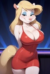 1female 1girls 2025 2025s ai ai-created ai_art ai_assisted ai_generated animaniacs anthro anthro_female anthrofied arms_behind_back belly_button belly_button_visible_through_clothing big_breasts black_eyes blonde-haired_female blonde_female blonde_hair blue_eyeshadow blush blush_lines breasts civitai cleavage clothed clothing cocktail_dress collarbone covered_belly_button covered_navel dress eleptor eyelashes eyeshadow female female_anthro female_focus female_only fur furry furry_female half-closed_eyes hair hands_behind_back huge_breasts illustrious_(stable_diffusion) large_breasts long_blonde_hair long_hair low_cut_dress minerva_mink mink mustelid mustelid_humanoid navel navel_visible_through_clothes nightclub pink_inner_ear pink_nose pony_diffusion_(model) pony_diffusion_xl red_clothing red_dress smile smiling_at_viewer solo solo_female solo_focus stable_diffusion standing tail thick_thighs thigh_gap thighs tight_clothes tight_clothing tight_dress warner_bros warner_bros._animation warner_brothers white_body white_ears white_skin wide_hips yellow_tail high_resolution high_quality smiling
