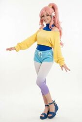 ai_generated animated cosplay fake grok grok_ai harmonie_(rift_of_the_necrodancer) leggings nerdy_female pink_hair rift_of_the_necrodancer simple_background tagme twerk twerking video
