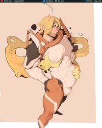 1boy pinup bulge bulge_through_clothing bulge_under_clothes bulge_grab bulge_rubbing bulge_fondling nipples_visible_through_clothing nipple_outline human bodysuit bodysuit_bulge light_skin light-skinned_male male drifter_(warframe) warframe m_g_art mg_art skin_tight skintight_bodysuit skintight_clothing skintight_clothes penis_outline erection_under_clothes erection_under_clothing erection ass_grab ass pecs pec_grab pec_grasp pectorals pectoral_squeeze four_arms multiple_limbs multiple_arms multiple_hands alien alien_humanoid bara muscular muscular_male horny horny_male blushing