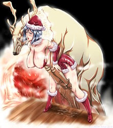 blue_hair boots christmas christmas_hat lucretia reindeer tagme x-ray zoophilia