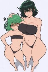 ai_generated big_ass big_breasts female_only fubuki_(one-punch_man) green_eyes green_hair one-punch_man small_breasts tatsumaki thick_thighs