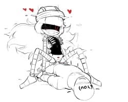 1boy 1girls cowgirl_position doll_(murder_drones) eye_patch eyepatch female glitch_productions heart heart_eyes hearts_around_head male mercurialmorose murder_drones murder_drones_x_humans red_eyes robot robot_girl sex sex_with_robot straight tagme thrust thrusting white_void