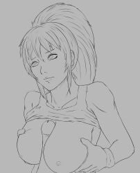 1girls artist_request big_breasts boobjob breasts_out clothed king_of_fighters leona_heidern llamakang long_hair paizuri ponytail snk source_request straight