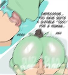 black_hair blowjob bouncing_on_penis breasts chubby chubby_female cock cock_gobble comic comic_dub cowgirl_position cum_in_pussy cum_inside curvaceous curvy curvy_figure deepthroat orc_female tagme video
