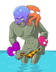 beach buff consentacleez male male_focus male_only ocean octo_zombie_(pvz) plants_vs_zombies plants_vs_zombies_2:_it's_about_time pulling_down_thong sharp_teeth six_pack solo_male speedo speedo_only water zombie zombie_(plants_vs_zombies) zombie_(pvz)