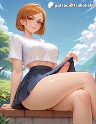 1futa 2026 ai_assisted ai_generated anime artist_name bird blue_sky breasts bust cloud cock dick erection explicit flower futanari hi_res high_quality high_resolution highres jujutsu_kaisen kugisaki_nobara nobara_kugisaki outdoors patreon patreon_username penis seagull short_hair sitting skirt sky smile solo stable_diffusion tsukoneko watermark