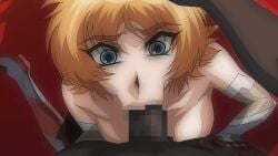 00s 1boy 1girls :>= all_the_way_to_the_base animated asian_female blacked dark-skinned_male edited edited_screencap hand_on_head hentai_series igawa_sakura light-skinned_female murakami_teruaki sucking_penis taimanin_asagi