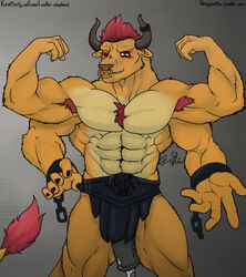 4_arms abs alistar armpit_hair armpits barazoku biceps big_muscles body_hair bovine cattle chest_hair clothing cosplay cum dripping facial_piercing flexing green_eyes hair hairy horn league_of_legends loincloth looking_at_viewer male male_only mammal minotaur multi_arm multi_limb muscles nose_piercing nose_ring one_eye_closed penis piercing precum solo uncensored video_games vince_bull wink wulfer-shepherd