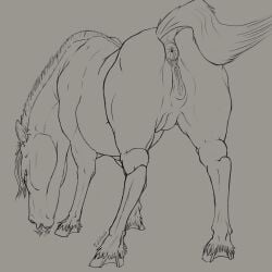absurd_res anatomically_correct anus butt equid equine eye_contact female feral furvilous genitals grazing hi_res hooves horse looking_at_another mammal raised_tail rear_view tail tongue vulva