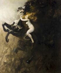 1894 19th_century 5_toes absurd_res ancient_art animal_genitalia areola balls biped black_body blonde_hair breasts closed_eyes duo equid equine feet female female_human feral floating flowing_hair foaming_at_mouth formal_art fully_sheathed fur genitals hair hi_res high_contrast hooves horse hug hugging_another hugging_from_behind human human_on_feral humanoid_feet interspecies long_hair male male/female male_feral mammal navel nipples nude nude_female nude_human oil_painting_(artwork) open_mouth painterly painting_(artwork) plantigrade public_domain quadruped riding sheath simple_background teeth toes tongue tongue_out traditional_media_(artwork) traditional_painting_(artwork) unguligrade wide_eyed wladyslaw_podkowinski zoophilia