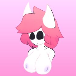 big_breasts black_eyes blue_nipples boobs_bigger_than_head breasts carmi2780 carmi_calamar happy happy_female horns light-skinned_female light_skin lysaria_(carmi2780) naked nipples oc original original_character pink_hair simple_background simple_shading tagme tits_bigger_than_head white_skin