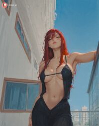 00001-98294109 ai_generated aisinful armpits ass big_ass big_breasts big_butt blush breasts building erza_scarlet fairy_tail female female_only hi_res large_breasts long_hair medium_breasts navel pool realistic red_hair solo swimsuit thick_thighs wide_hips