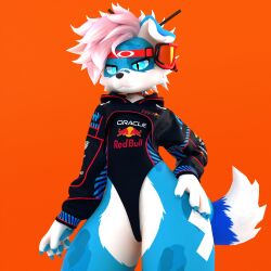 3d 3d_model anthro artist_request blue_fur character_request femboy furry kizzev leotard male meme_clothing red_bull solo source_request wolf