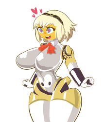 1girls aegis_(persona) aigis_(persona) anthro anthro_only anthrofied bare_shoulders big_breasts bimbo bimbofication breasts clothed clothes clothing emoji emoji_(race) emojification female female_only gynoid heart-shaped_pupils hips hourglass_figure huge_breasts humanoid large_breasts persona persona_(series) persona_3 shin_megami_tensei simple_background solo solo_female thick thick_thighs thighs transformation voluptuous white_background wide_hips