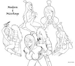 1boy 1girls breasts cowgirl_position extro fellatio female human male mei_terumi monochrome naruto nude oral oral_sex sex sketches straight terumi_mei uchiha_madara vaginal_penetration