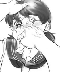 glasses ishikura_syouji lowres monochrome tears