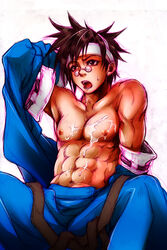 after_sex anji_mito cum glasses guilty_gear male male_only muscle solo topless