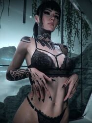 3d armpit armpits black_nails bra call_of_duty call_of_duty_black_ops_7 checkpik emma_kagan female horny lingerie looking_at_viewer thong underwear