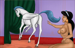 aladdin blue_eyes breasts closed_eyes crossover disney disney_princess duo equine eye_contact female hercules_(disney) horse human interspecies kristine male mammal nipples nude opegasus pegasus pegasus_(hercules) penis princess_jasmine straight testicles wings zoophilia